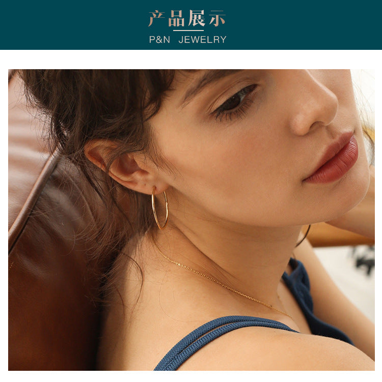 925 Silver Earrings Simple Hoop Earrings Pure Silver Elegant Retro High-end Atmosphere Large Hoop Earrings