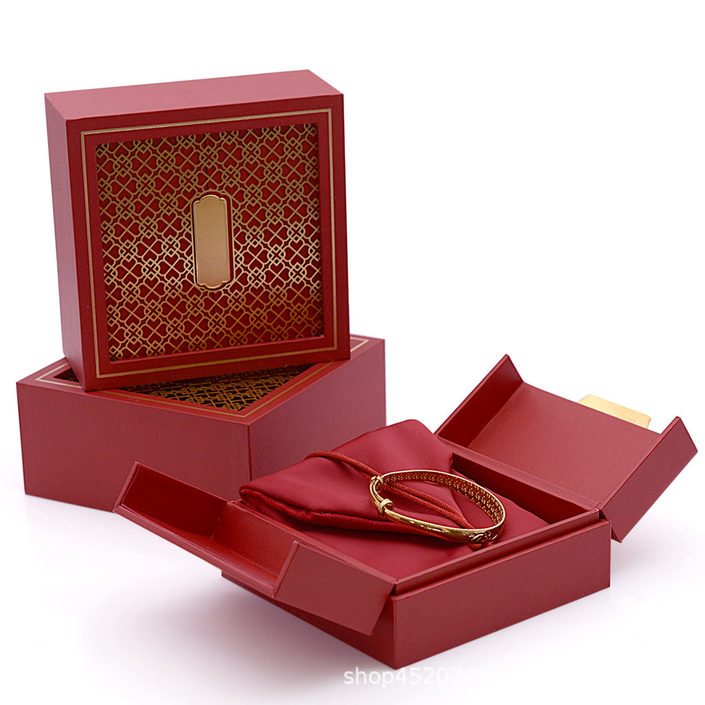 Traditional Gold Double-Opening Jewelry Box High-End Packaging Box Jewelry Gift Box Jade Gold Jewelry Box