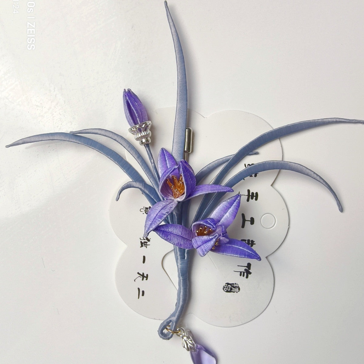 Woven Orchid Brooch Dyed Ancient Style Accessory Hanfu Accessory Woven Brooch David Gold Necklace