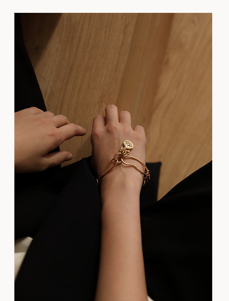 Brass Alloy Bracelet Bracelet Ins Niche Design Simple Trendy High-end Vintage Women's Pendant Bracelet David Jewelry Gold Necklacedavid jewelry gold necklace