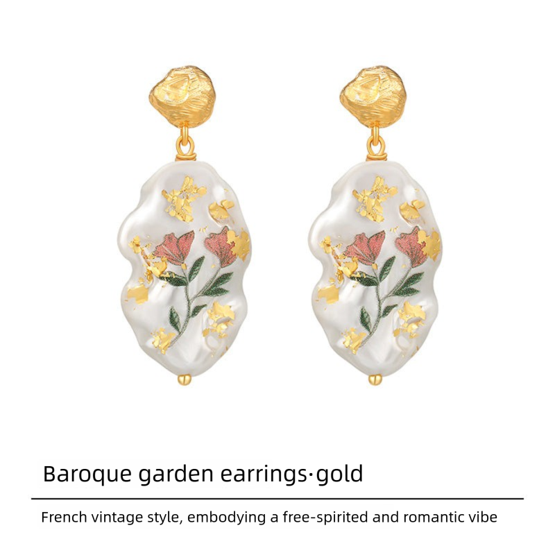 Copper Alloy Imitation Pearl Earrings Baroque Pearl Earrings High-end Light Luxury Style Vintage Pendant Earrings David Jewelry Gold 001Necklacedavid 001jewelry gold necklace001