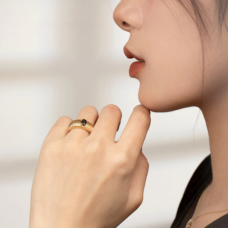 Copper Alloy Synthetic Zircon Ring Elegant Lazy Light Luxury Simple Personality Design Southern France Series Ring Gold Necklace Davidgold necklace david003