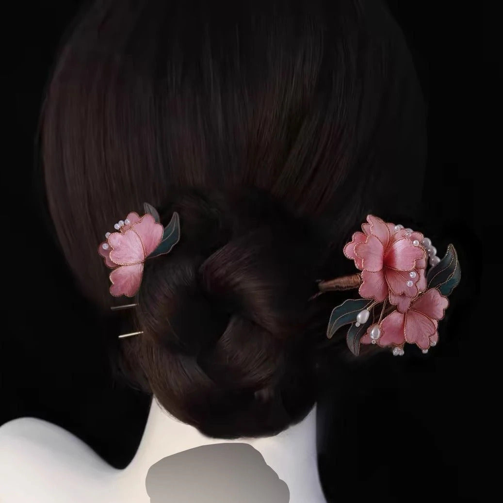 Filigree Peony Intangible Cultural Heritage Velvet Flower Hairpin