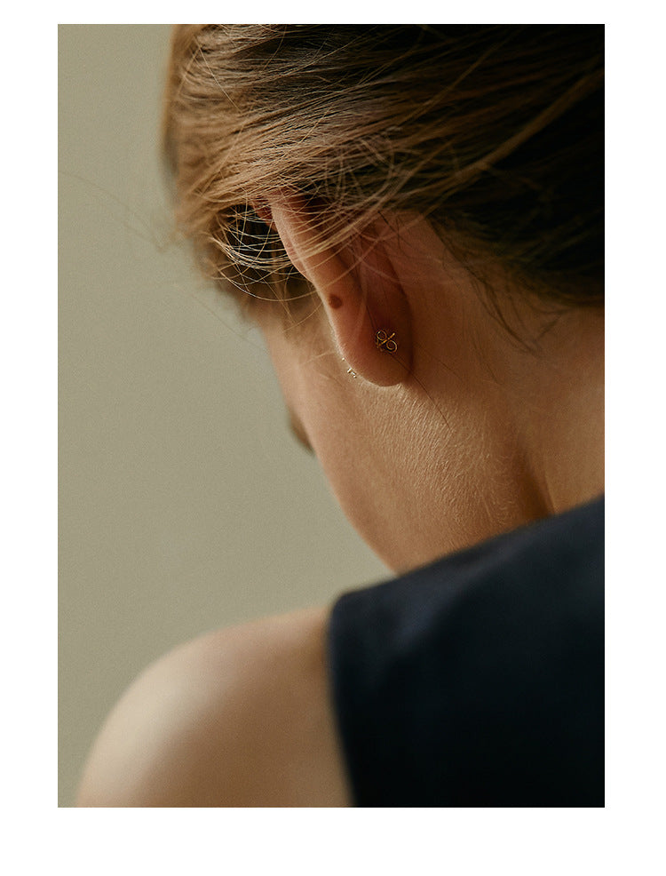 925 Silver Synthetic Zircon Earrings Four-leaf Clover Stud Earrings for Women Pure Silver Exquisite High-end Small Anti-allergy Gold Necklace Jewelrygold necklace jewelry001