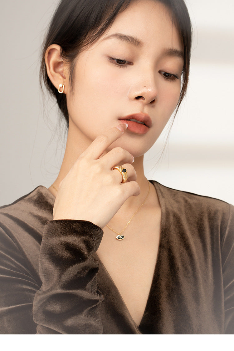 Copper Alloy Synthetic Zircon Ring Elegant Lazy Light Luxury Simple Personality Design Southern France Series Ring Gold Necklace Davidgold necklace david003