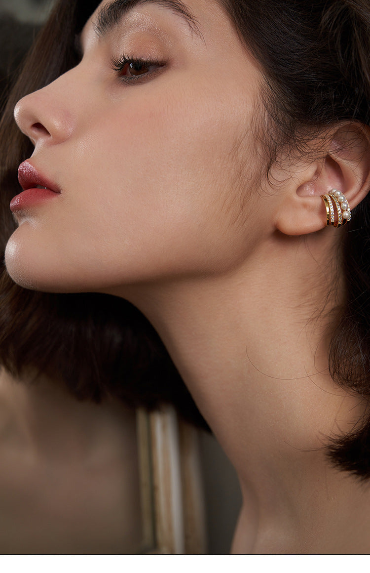 Copper Alloy Imitation Pearl Earrings Ear Clips for Women Without Pierced Ears French Style Earrings Niche Ear Hooks Ear Cuffs Gold Necklace Davidgold necklace david