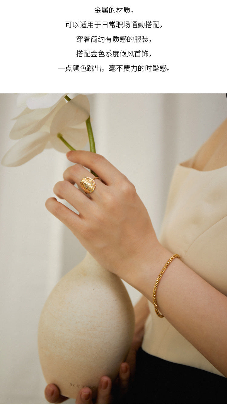 Brass Alloy Bracelet French Light Luxury Retro Design Fashion Simple Versatile Bracelet Bangle