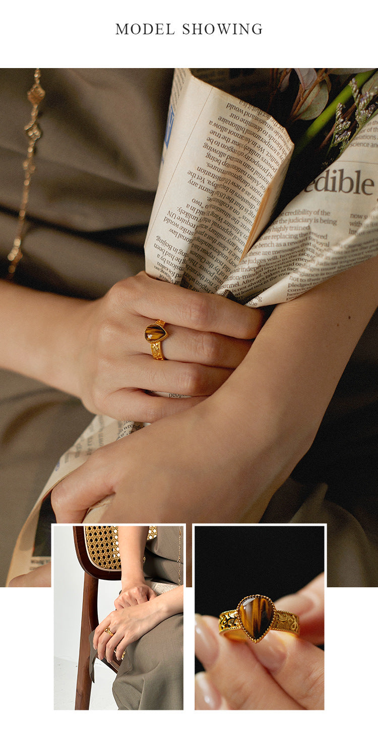 Copper Alloy Ring Southern France Fashion Retro Simple Light Luxury Autumn Winter Style Ring David Gold Necklacedavid gold necklace003