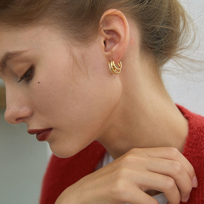 Copper Alloy Synthetic Zircon Earrings French Retro Style Elegant Earrings Design High-end Earrings Studs David Gold Necklacedavid gold necklace001