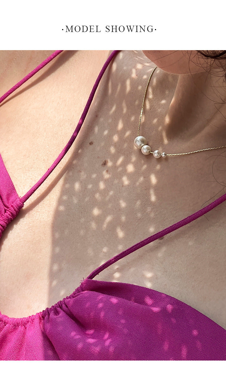 925 Silver Pearl Necklace for Women Natural Freshwater Pearl Choker Light Luxury Sweater Chain Simple Retro Collarbone Chain David Jewelrydavid jewelry002