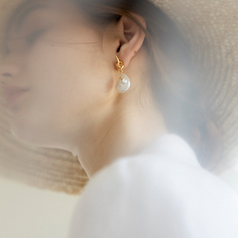 Non-Painful Ear Clips Ear Bone Clips Earrings Niche Design Sense Non-Pierced Women's Earrings Baroque Pearl Ear Hooks David Jewelrydavid jewelry