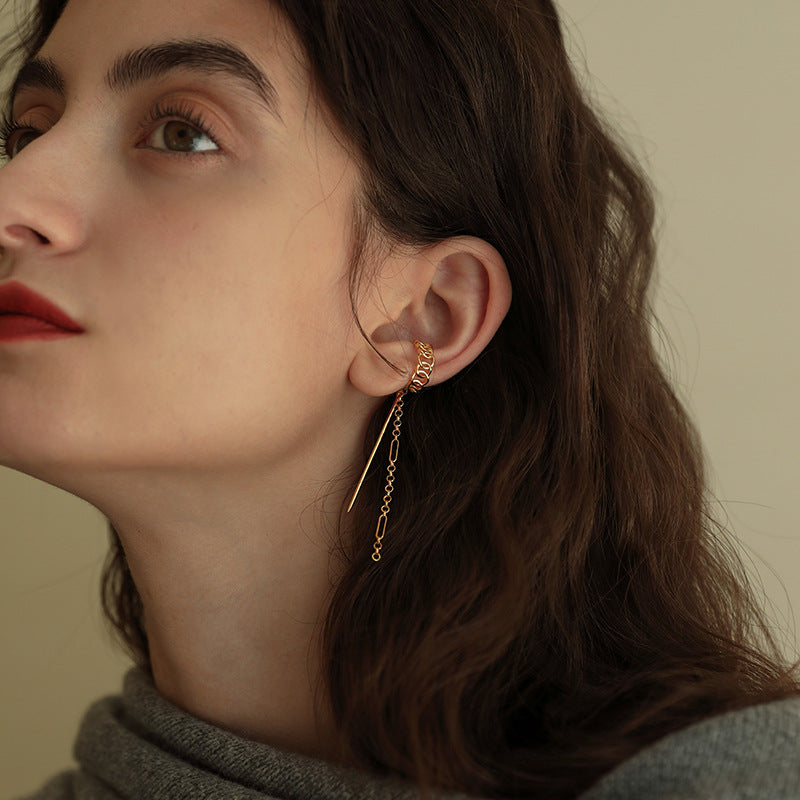 Copper Alloy Earrings Ear Clip Ear Hook No Piercing Women's Earrings Elegant High-end French Minimalist Personality