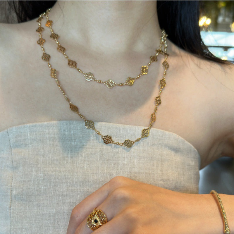 french retro Autumn and Winter Sweater Chain 0528