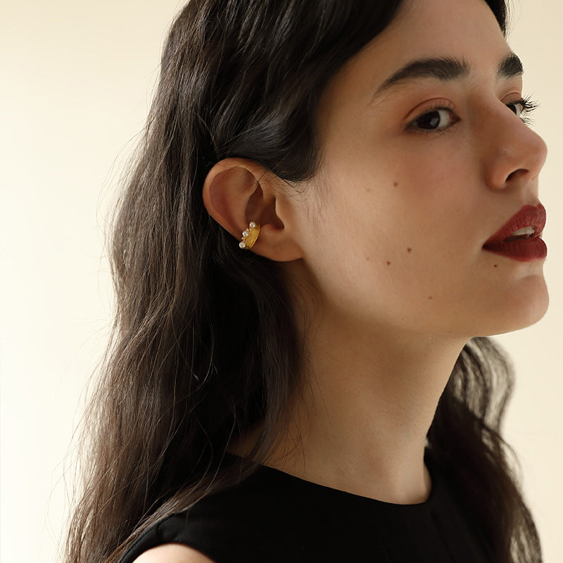 Copper Alloy Imitation Pearl Earrings French Clip-On Earrings Without Piercing Women's Earrings Studs Runaway Princess