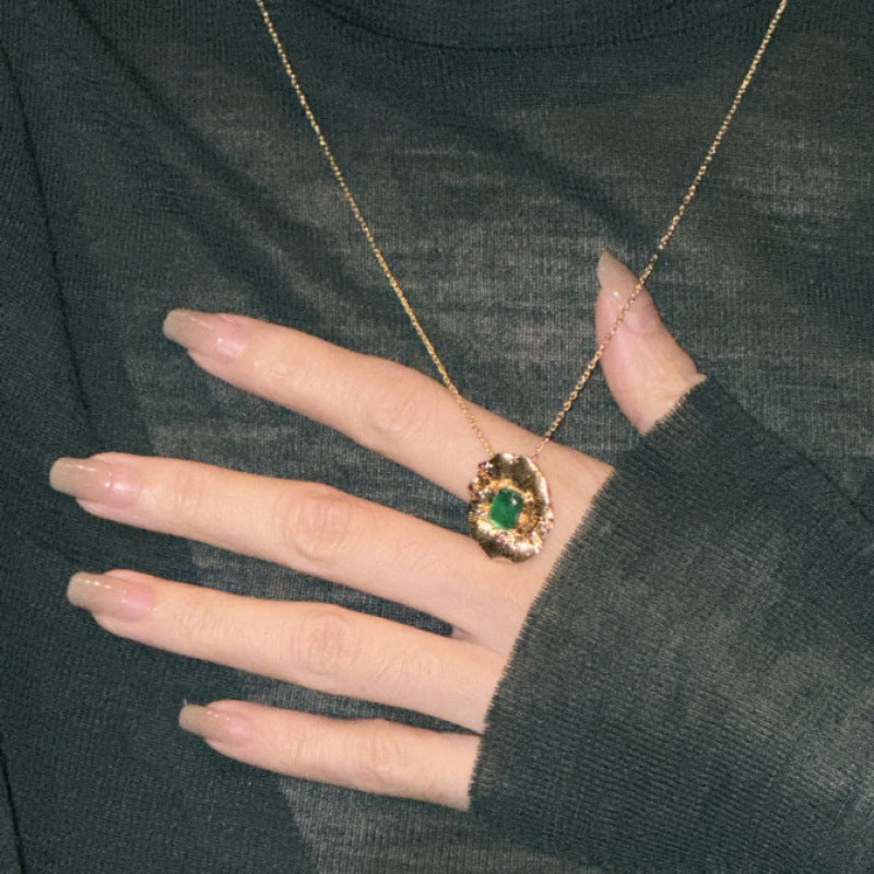 Agate Necklace French Retro Light Luxury Design Fashion Choker Necklace Gold Necklace David Jewelry David Gold Necklacejewelry david gold necklace002