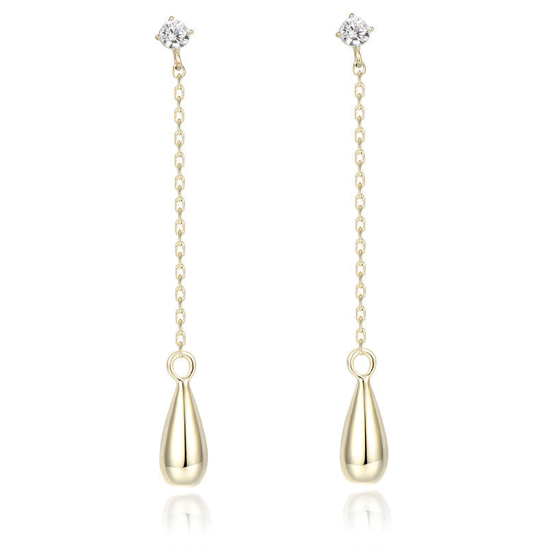 Titanium Steel Synthetic Zircon Earrings 2022 New Trendy Elegant Water Drop Long Earrings for Women Suitable for Round Faces David Jewelrydavid jewelry001
