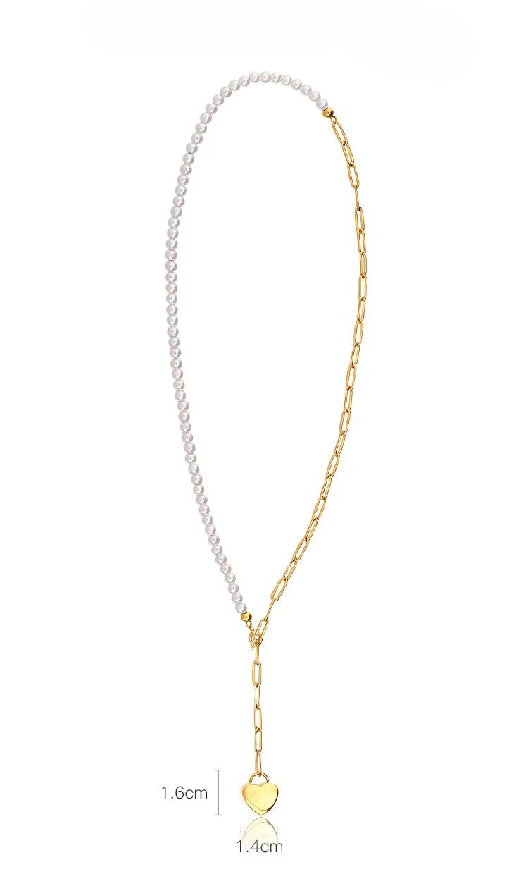 Heart Splicing Necklace Niche Design Light Luxury Choker High-end Collarbone Chain Gold Necklace David Jewelrygold necklace david jewelry002