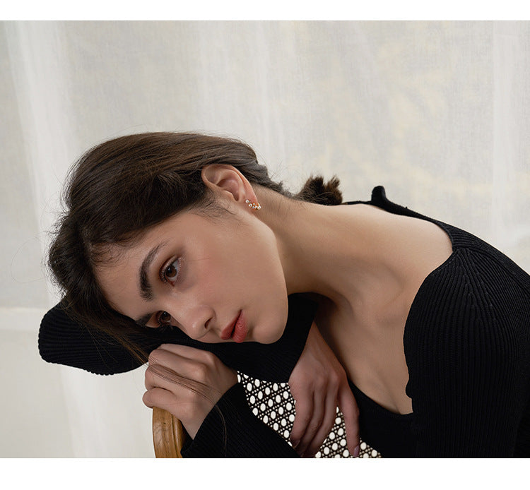 Pearl Ear Clips No Piercing Ear Cuffs for Women European and American Retro Ear Hook Earrings High-end Gold Necklace Davidgold necklace david