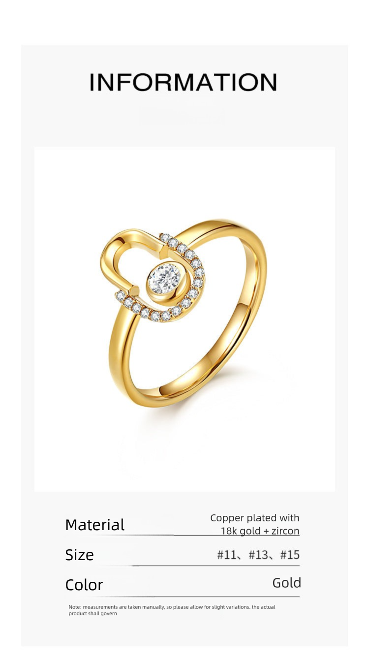 Synthetic Zircon Ring Made of Copper Alloy Gold Ring Light Luxury Inlaid Fashion Simple Adjustable Diamond-encrusted Niche Gold Necklace Jewelrygold necklace jewelry003