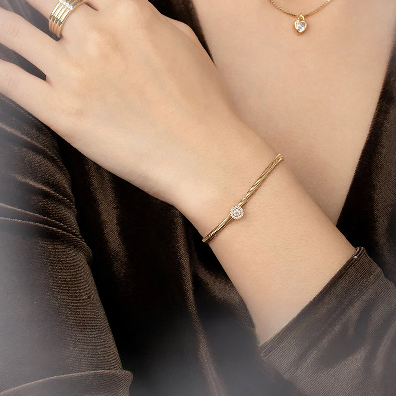 Copper Alloy Synthetic Zircon Bracelet Simple Ins Versatile Niche Light Luxury Fashionable Elegant Jewelry Non-Fading David Jewelrydavid jewelry