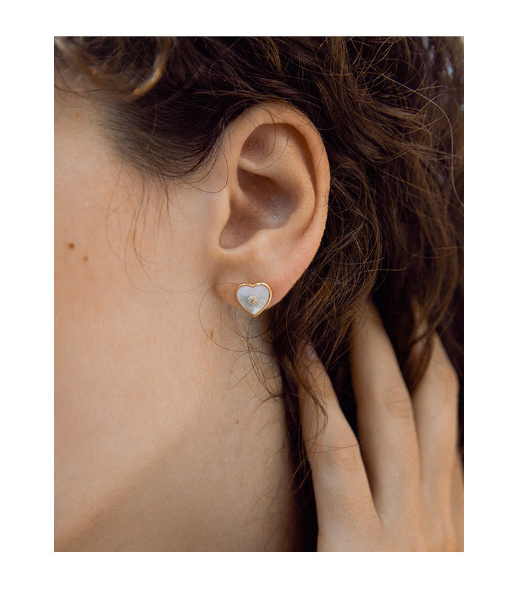 Heart-shaped Mother-of-Pearl Earrings High-end Pure Silver Earrings Women's Jewelry Jewelry Davidjewelry david001