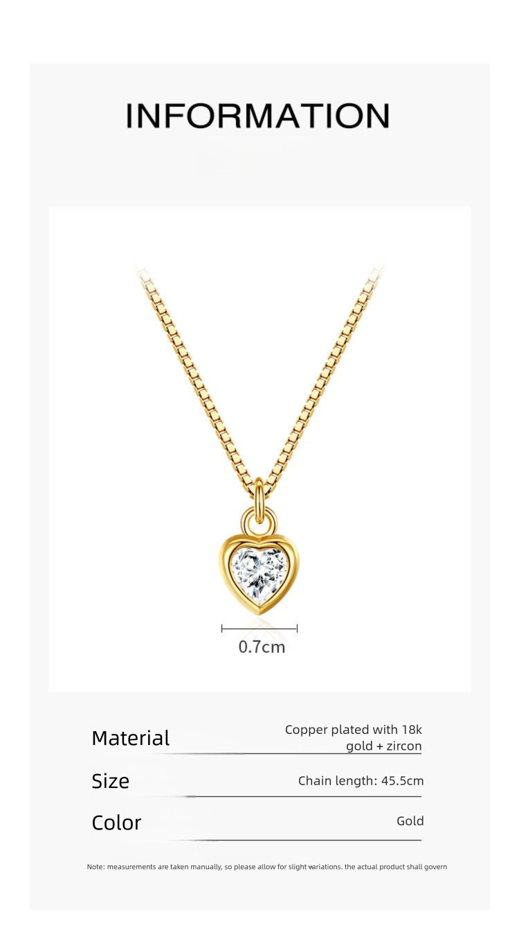 Synthetic Zircon Pendant Necklace with Copper Alloy, Inlaid with Diamonds, Light Luxury Full Diamond, Niche Simple Gold Necklace Jewelrygold necklace jewelry002