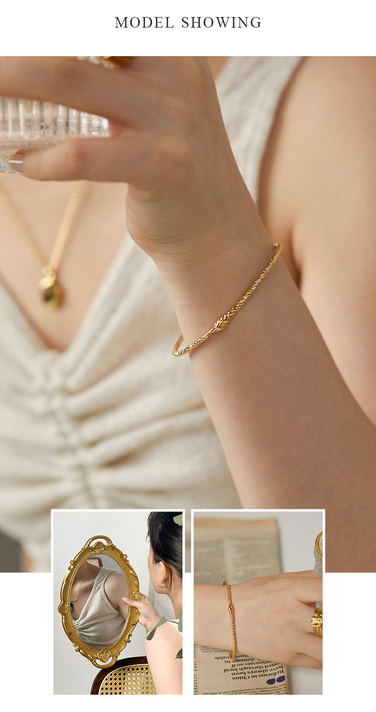 Copper Alloy Synthetic Zircon Bracelet French Style Elegant Light Luxury Retro Simple Fashion Bracelet Jewelry Gold Necklace Davidjewelry gold necklace david