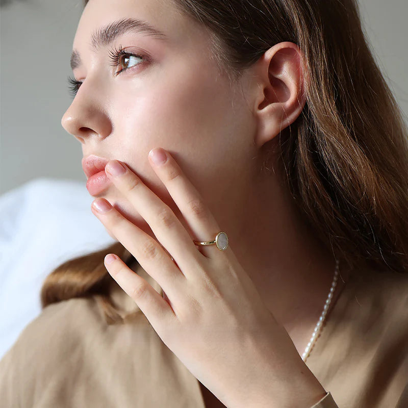 Copper Alloy Imitation Pearl Ring Fashionable Personality Trendy Retro Elegant Design Ring Simple David Gold Necklace Jewelrydavid003 gold necklace jewelry003