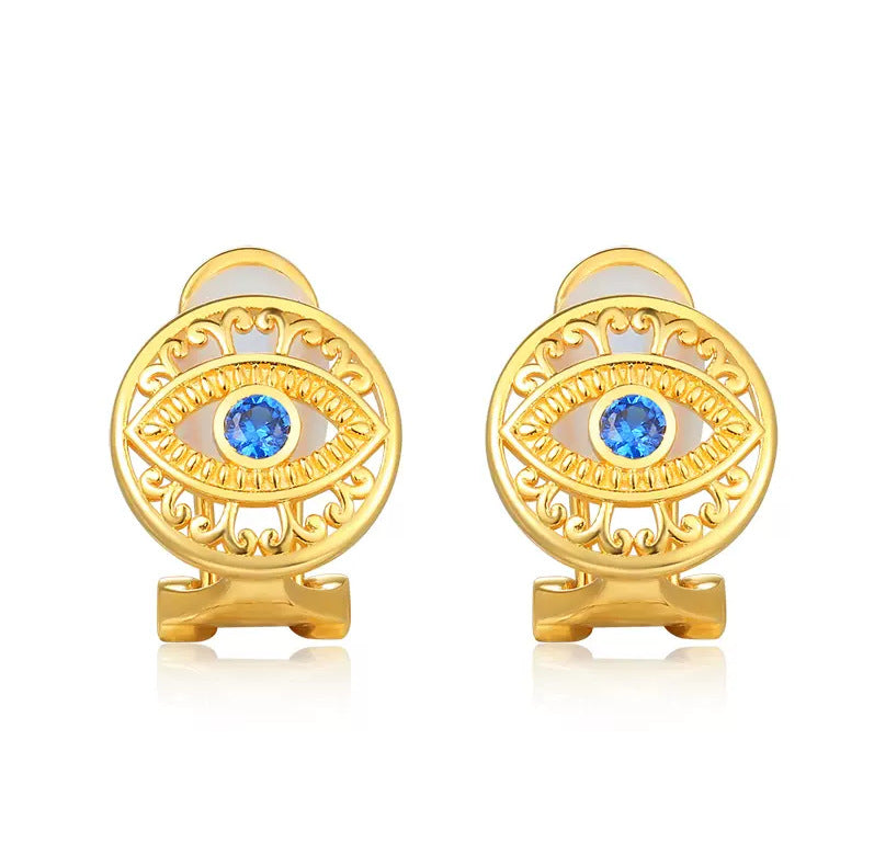 Copper Alloy Synthetic Zircon Earrings Elegant Niche French Retro Simple Ear Clips Gold Necklace Davidgold necklace david001