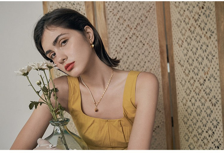 Heart Splicing Necklace Niche Design Light Luxury Choker High-end Collarbone Chain Gold Necklace David Jewelrygold necklace david jewelry002