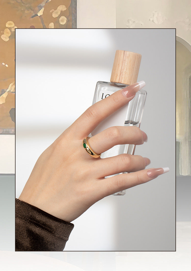 Copper Alloy Synthetic Zircon Ring Vintage Style French Lazy Palace Light Luxury Design Ring David Gold Necklacedavid gold necklace003