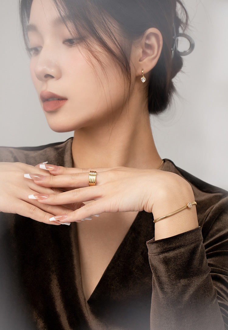 Copper Alloy Synthetic Zircon Bracelet Simple Ins Versatile Niche Light Luxury Fashionable Elegant Jewelry Non-Fading David Jewelrydavid jewelry