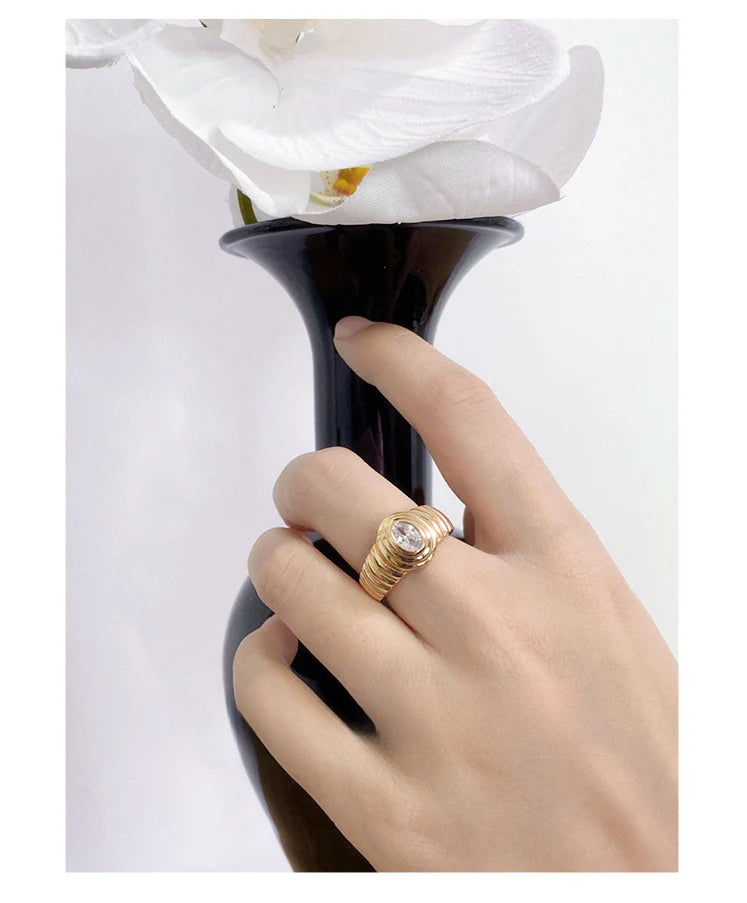 Copper Alloy Synthetic Zircon Ring Personality Retro Simple Temperament Palace Light Luxury Niche Fashion French David Gold Necklacedavid gold necklace003