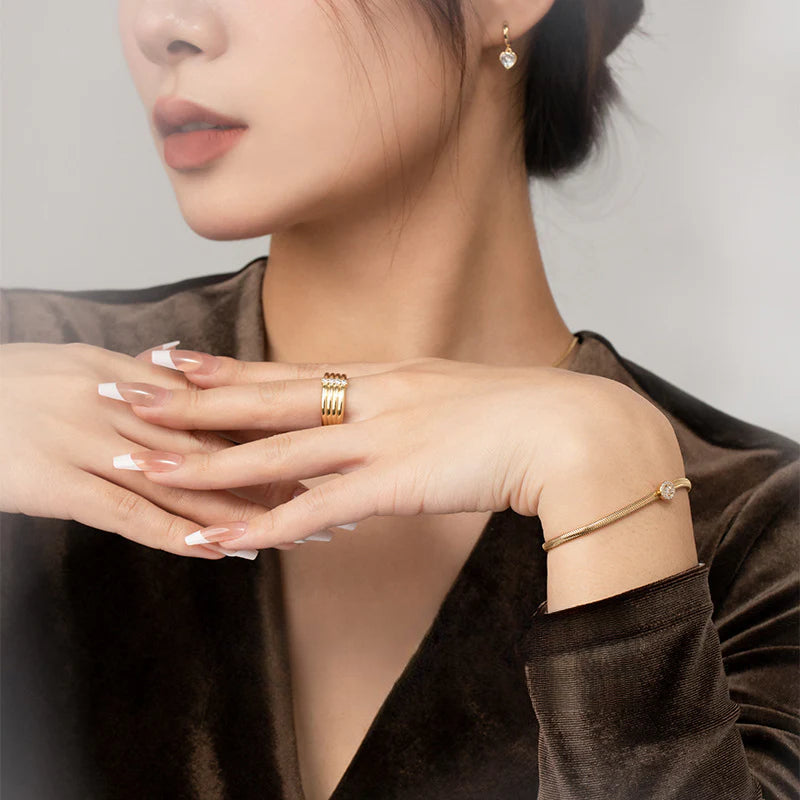 Copper Alloy Synthetic Zircon Bracelet Simple Ins Versatile Niche Light Luxury Fashionable Elegant Jewelry Non-Fading David Jewelrydavid jewelry