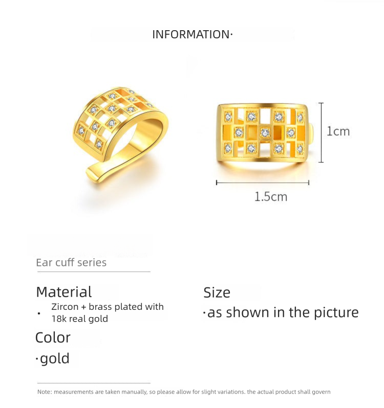 Clip-on Earrings Without Piercing Vintage French Style High-end Side Ear Bone Clip Gold Necklace David David Gold Necklace Jewelrydavid gold necklace jewelry