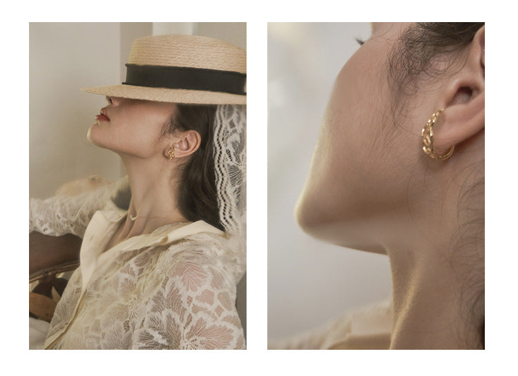 925 Silver Earrings Ear Clip Style No Piercing Women's Earrings Earrings Minimalist Niche Sweet Cool French Style High-end David Gold Necklacedavid gold necklace