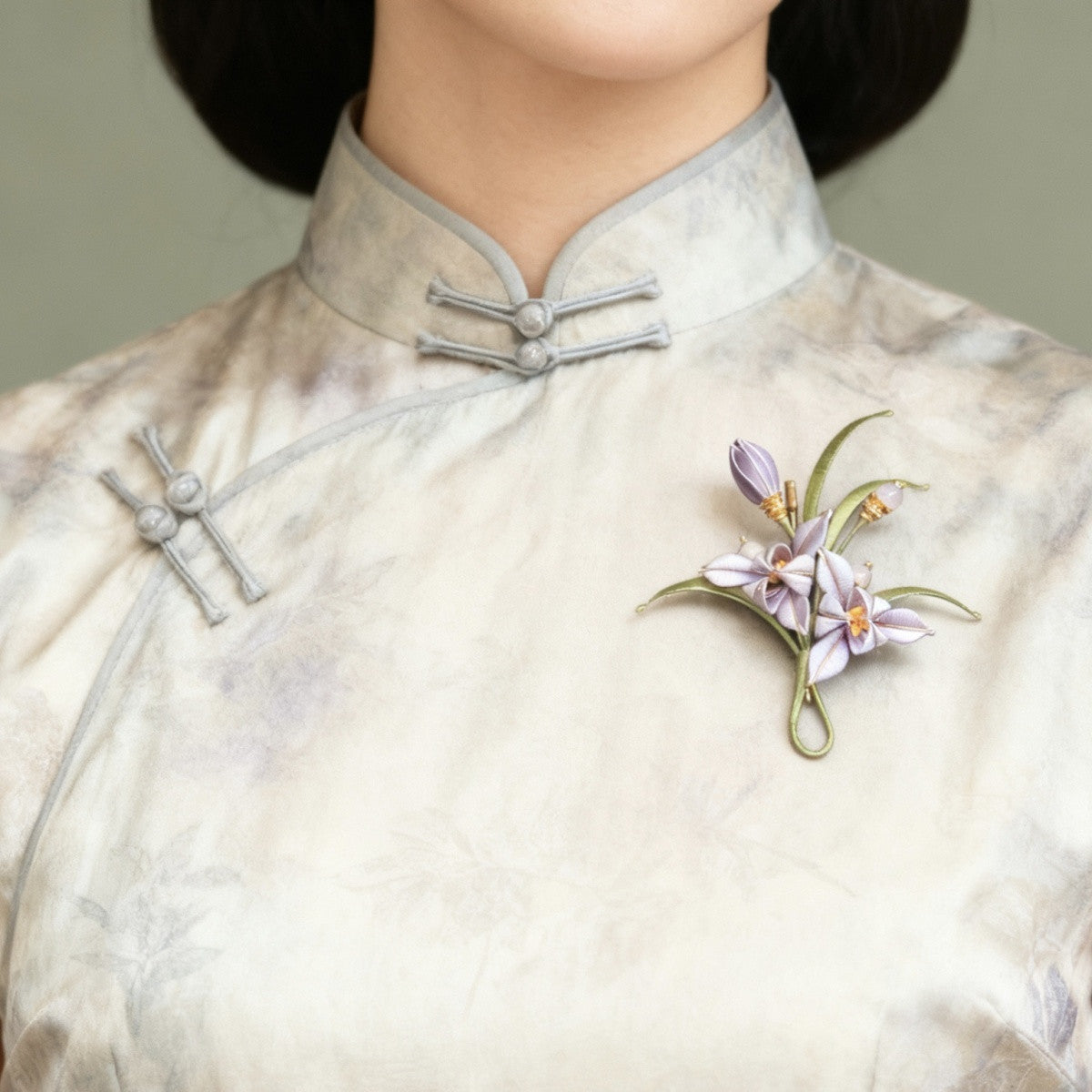 Winding Flower Orchid Brooch Chinese Style High-end Customization