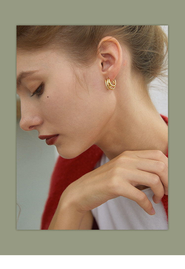 Copper Alloy Synthetic Zircon Earrings French Retro Style Elegant Earrings Design High-end Earrings Studs David Gold Necklacedavid gold necklace001