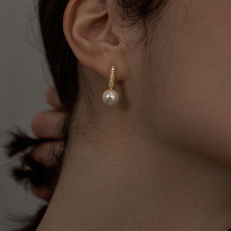 High-end Design Pure Silver Light Luxury Elegant Earrings Studs for Women Natural Pearl Ear Jewelry