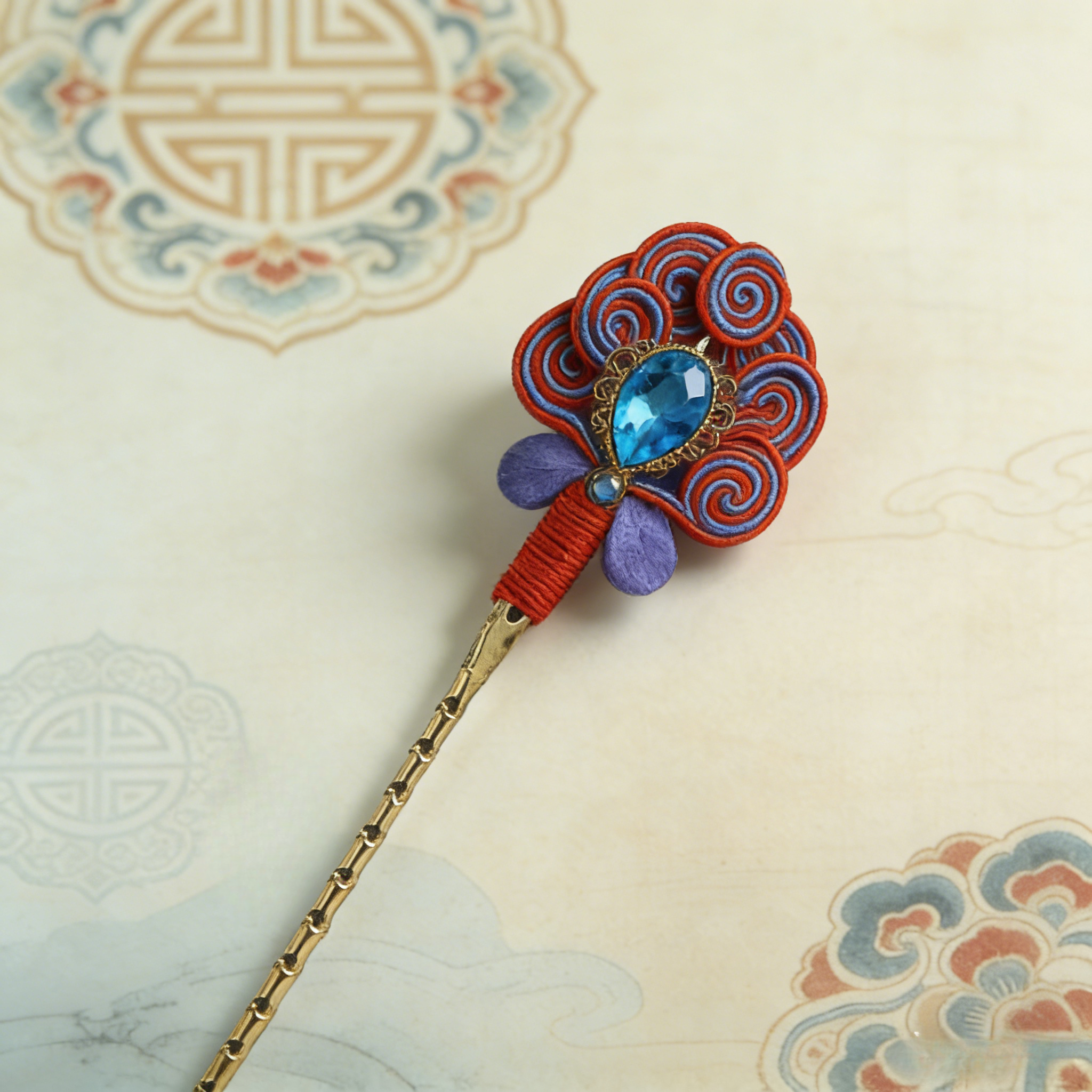 Chinese Intangible Cultural Heritage Handmade Filigree Velvet Flower Hairpin Chinese Classical Cheongsam Hair Accessories Retro David Gold Necklace Yurman009