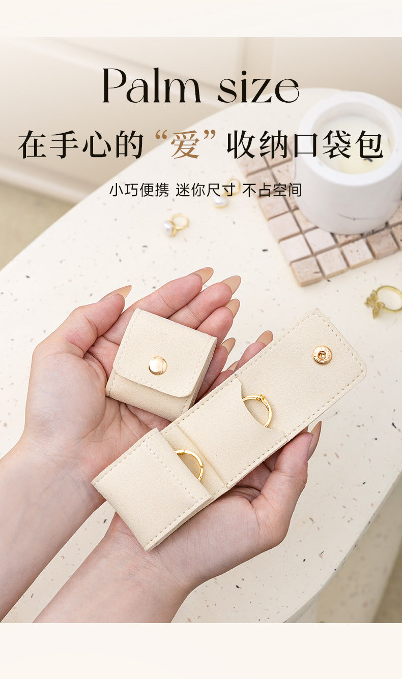 Portable Ring Bag Box Small Velvet High-end Storage High-Value Light Luxury Travel Earrings Jewelry Storage Box Gold Necklace David Jewelry Tiffanygold necklace david jewelry Tiffany