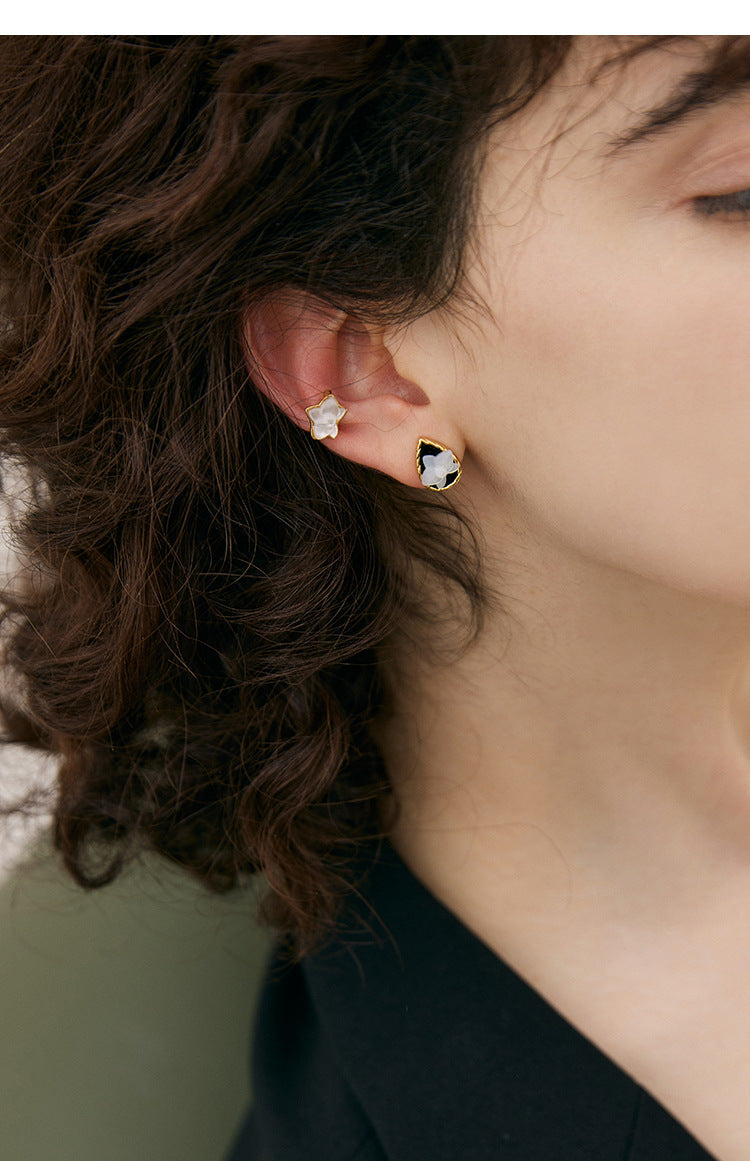 Copper Alloy Enamel Earrings Butterfly Orchid Ear Clips for Women Without Pierced Ears Light Luxury High-end French Niche Earrings Gold Necklace Jewelry Davidgold necklace jewelry david