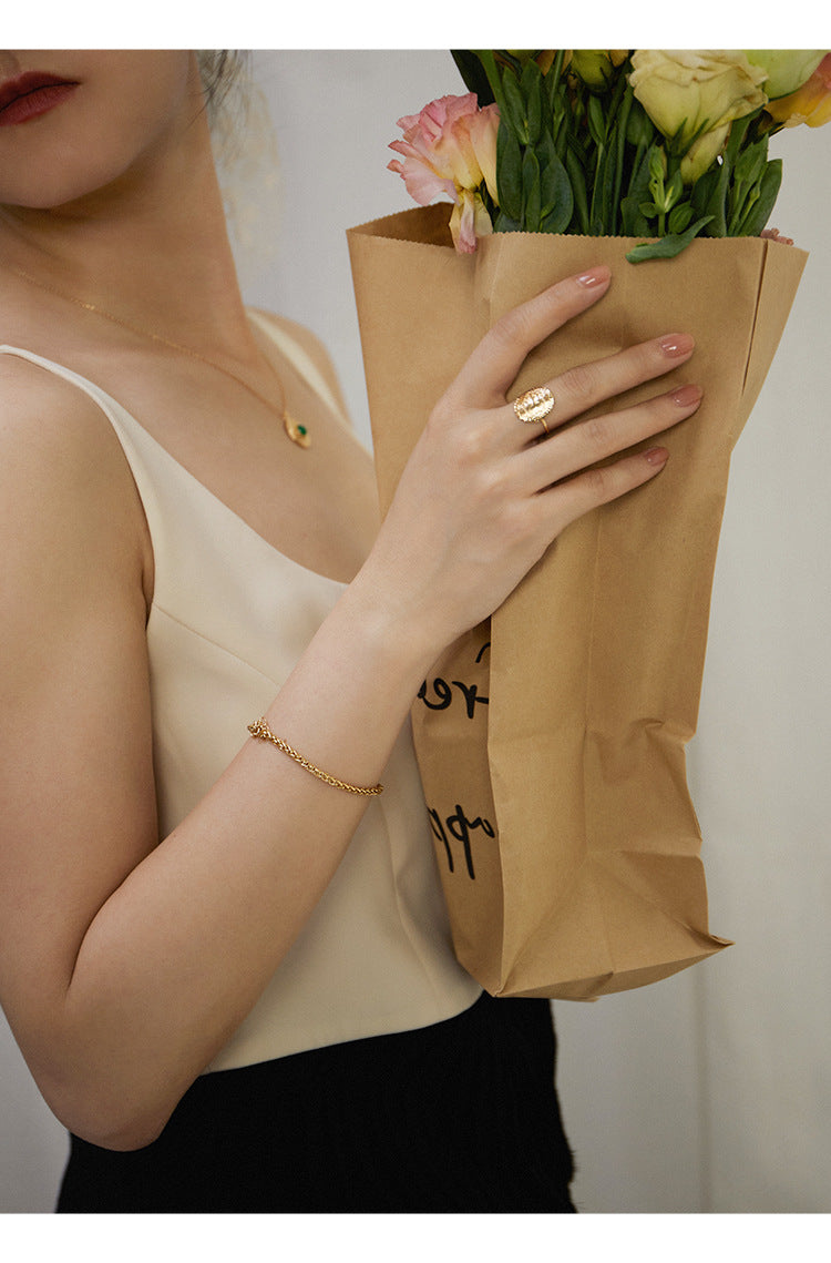 Brass Alloy Bracelet French Light Luxury Retro Design Fashion Simple Versatile Bracelet Bangle