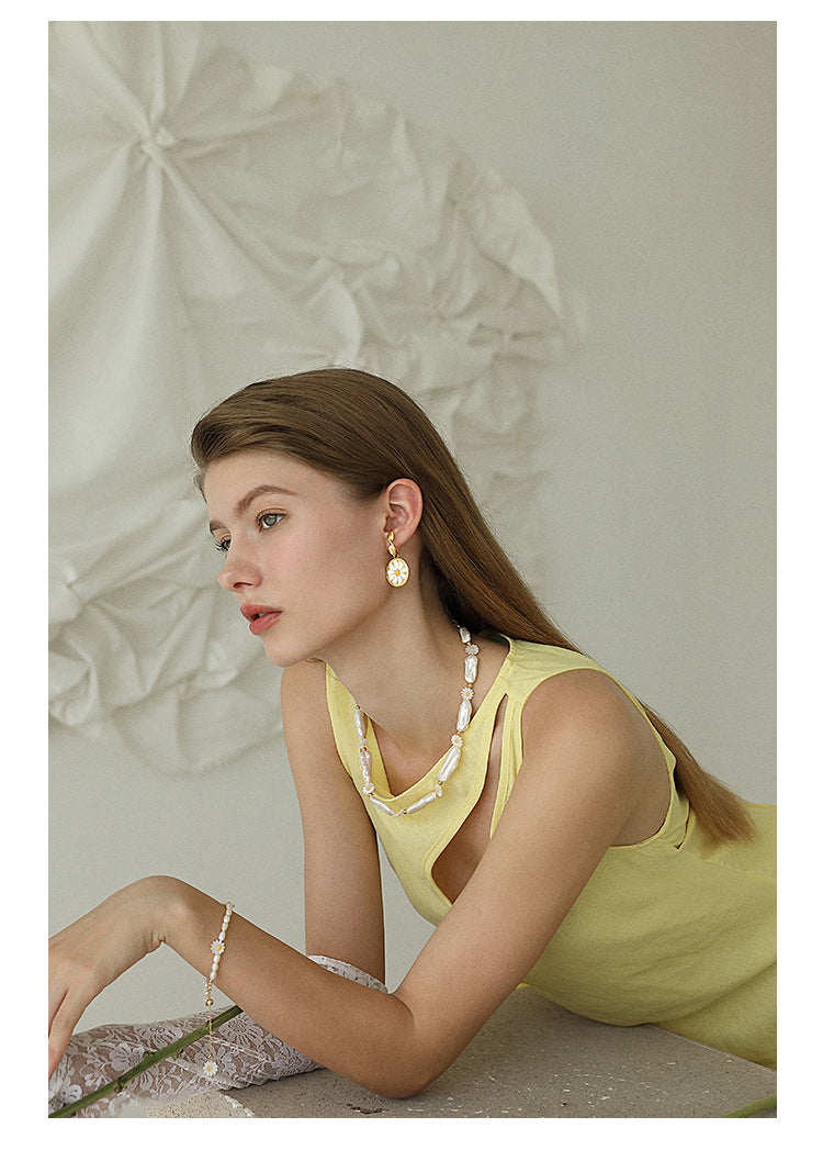 Baroque Pearl Necklace for Women, Light Luxury Elegant Jewelry, Niche Design Brand Choker Necklace, Collarbone Chain, Gold Necklace Jewelry, Gold Necklace Davidgold necklace david002