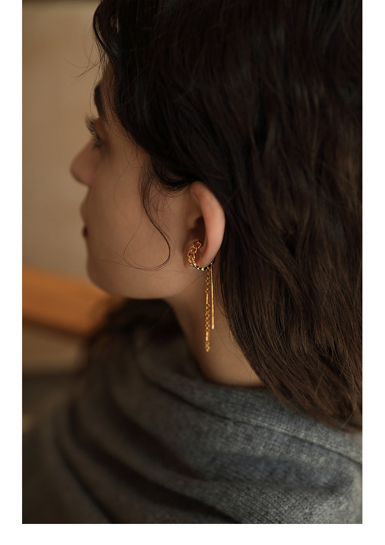 Copper Alloy Earrings Ear Clip Ear Hook No Piercing Women's Earrings Elegant High-end French Minimalist Personality