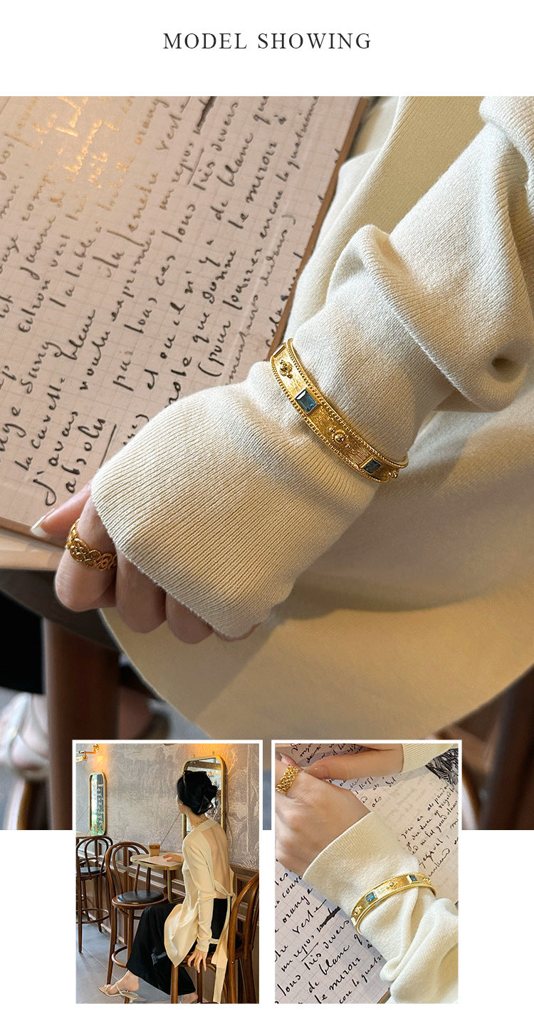 Brass Alloy Bracelet French Retro Bracelet Autumn Winter Fashion Simple Light Luxury Bracelet David Gold Necklacedavid gold necklace