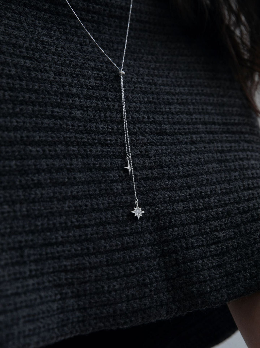 925 Silver Synthetic Zircon Chain Star and Moon Necklace High-End Light Luxury Niche Tassel Pendant Sweater Chain Gold Necklace Davidgold necklace david002