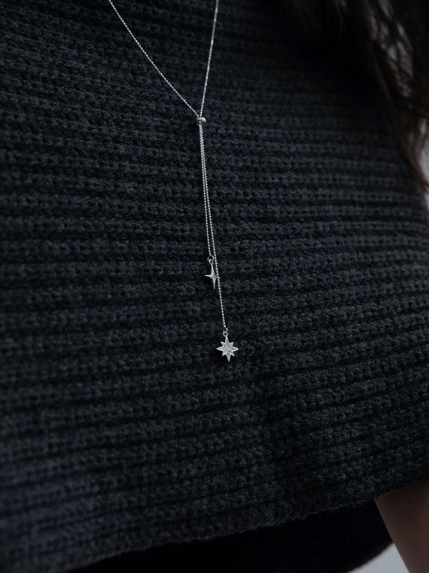 925 Silver Synthetic Zircon Chain Star and Moon Necklace High-End Light Luxury Niche Tassel Pendant Sweater Chain Gold Necklace Davidgold necklace david002