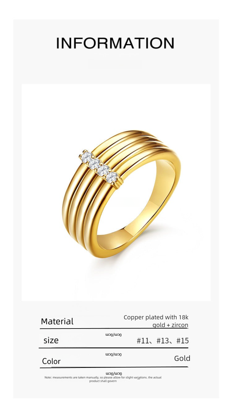 Copper Alloy Synthetic Zircon Ring Fashion Retro Personality Design Sense Elegant Ring Jewelry Gold Necklacejewelry gold necklace003