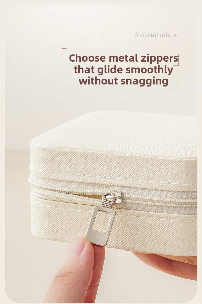 Cross-Border Direct Supply Jewelry Box Storage Box Pu Thickened Leather Necklace Ring Earrings Ring Storage Jewelry With Mirror Box David Gold Necklace Tiffany Jewelrydavid gold necklace Tiffany jewelry